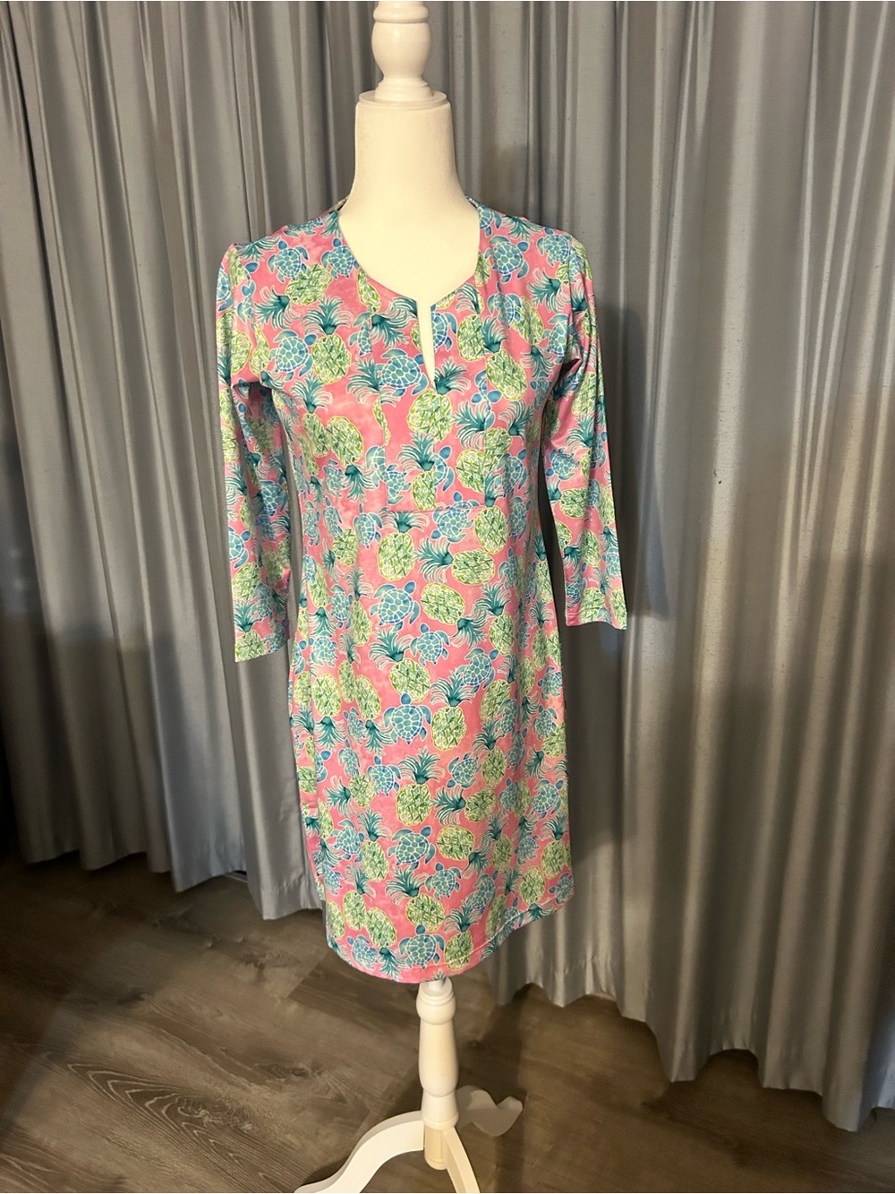 Pink Floral Print Tunic Dress